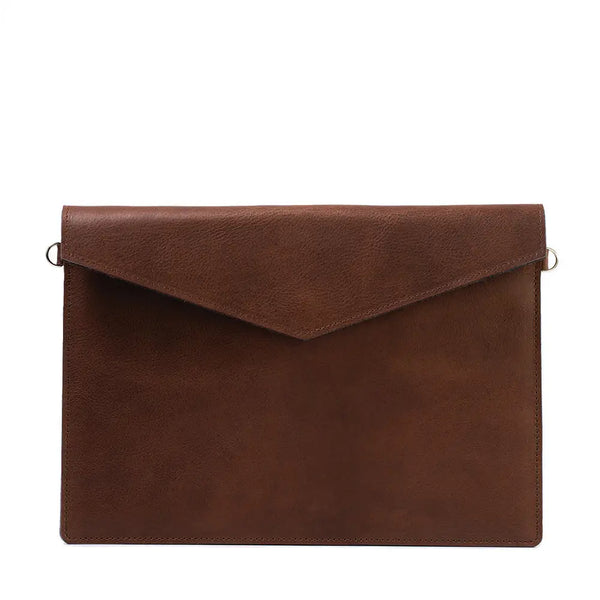 Leather bag for ipad with adjustable strap - Mahogany