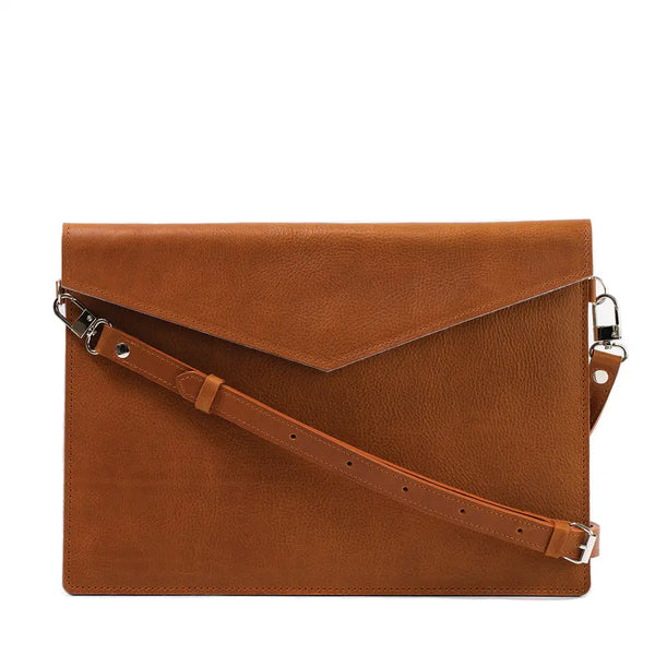 Leather bag for ipad with adjustable strap - Tan / iPad Pro