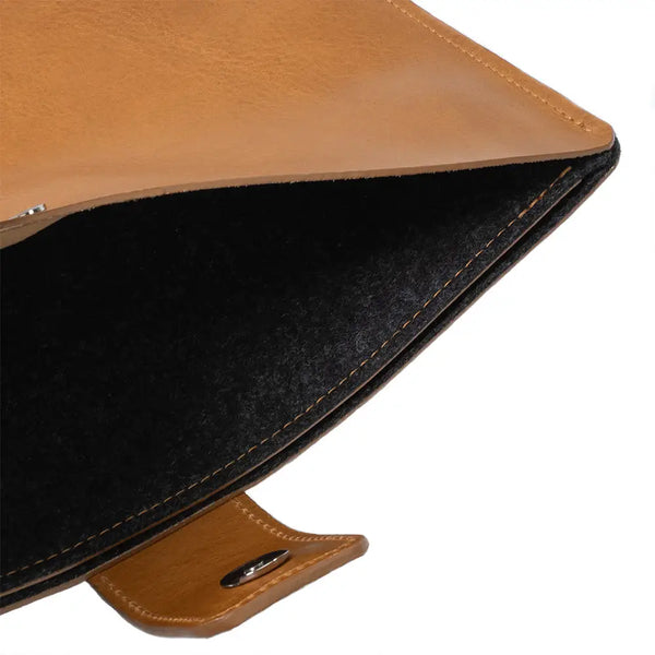 Leather bag for macbook with zipper pocket