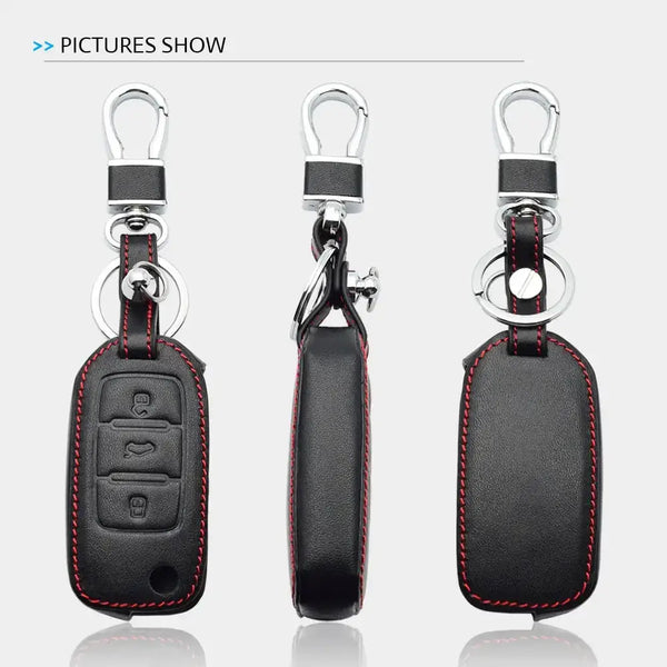 Leather car key case for vw volkswagen polo golf passat beetle caddy Nexellus