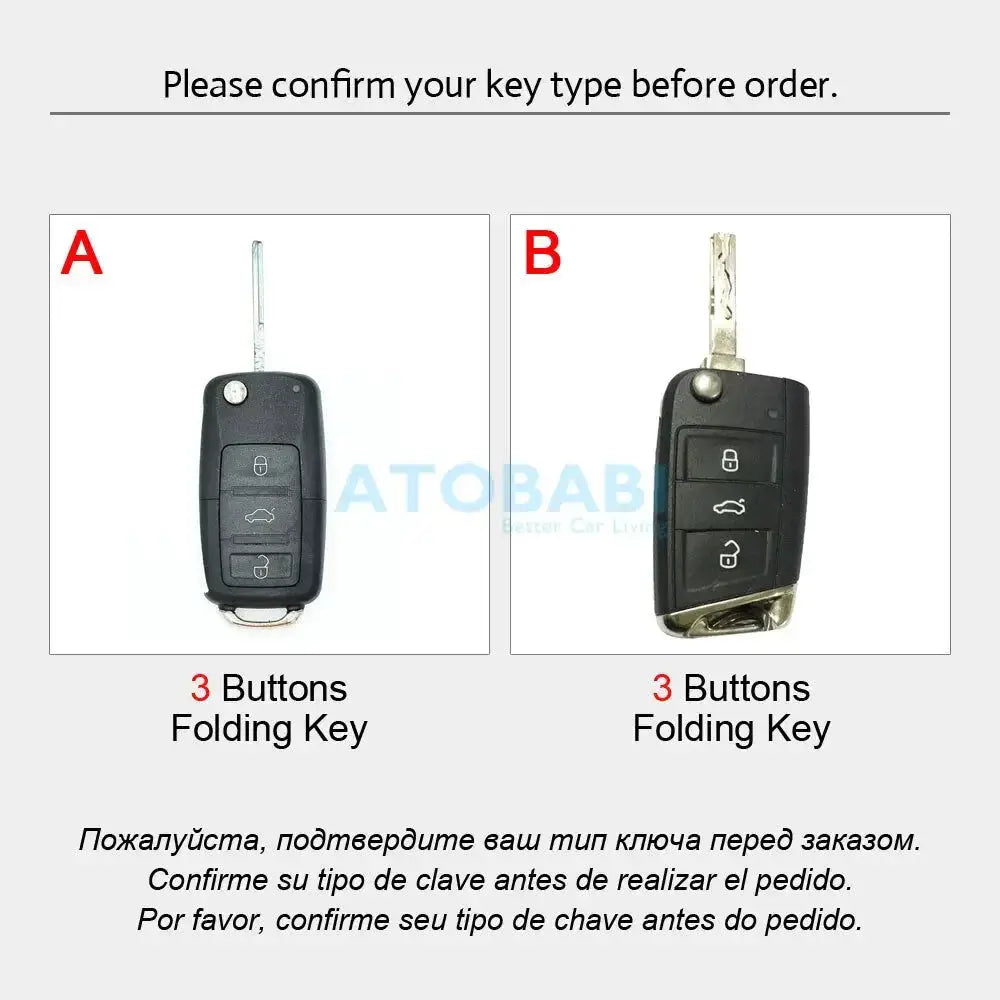 Leather car key case for vw volkswagen polo golf passat beetle caddy Nexellus