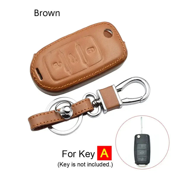 Leather car key case for vw volkswagen polo golf passat beetle caddy Nexellus