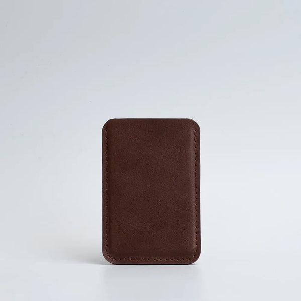 Leather magsafe wallet - the minimalist - Mahogany