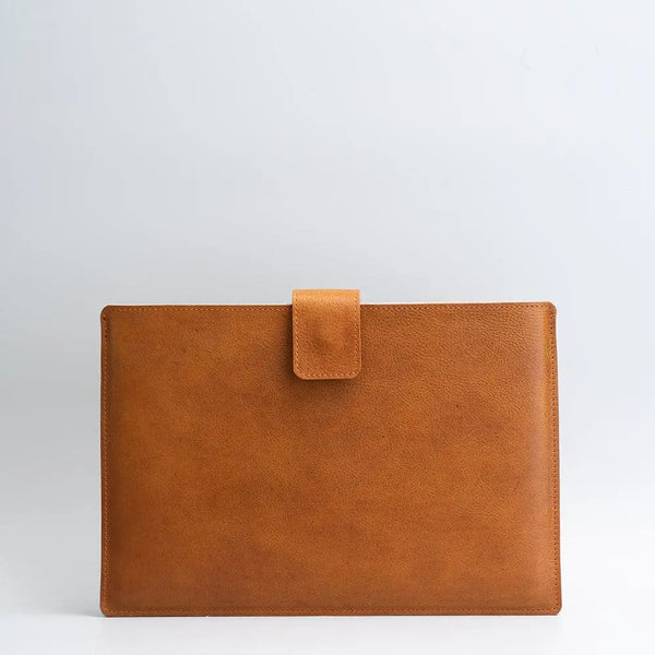 Leather sleeve for ipad with zipper pocket - iPad Mini / Tan