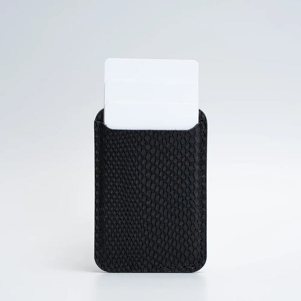 Leather wallet with magsafe - embossed snake print