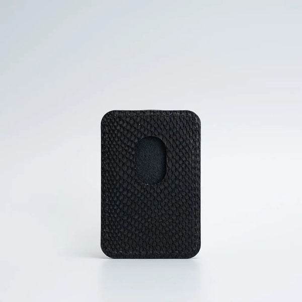 Leather wallet with magsafe - embossed snake print