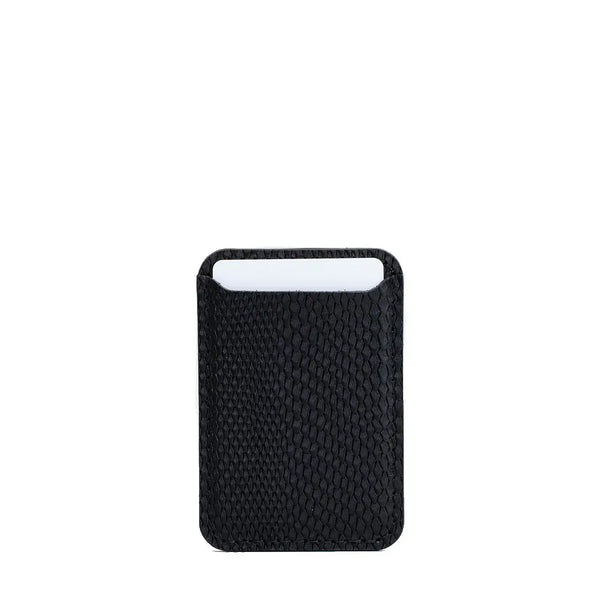 Leather wallet with magsafe - embossed snake print - Black