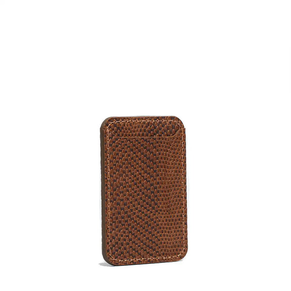 Leather wallet with magsafe - embossed snake print - Brown