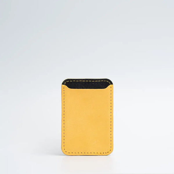 Leather wallet with magsafe - two colors - Mustard Yellow