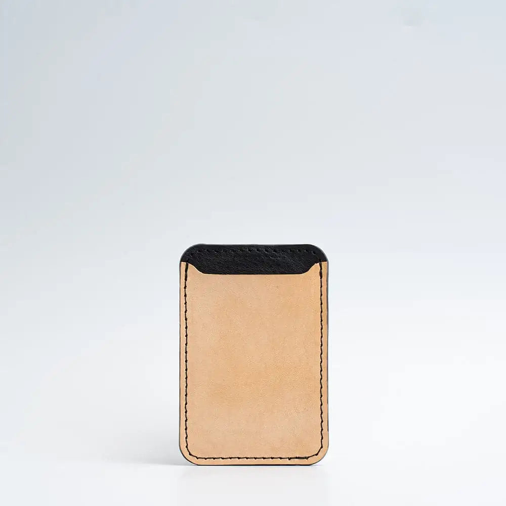 Leather wallet with magsafe - two colors - Natural Beige