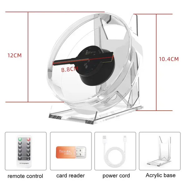 Led holographic fan built-in media player with transparent cover data Nexellus