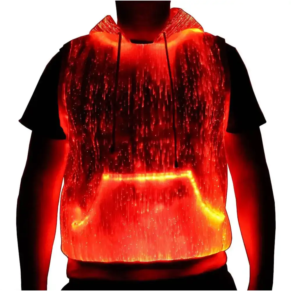 Led tank top luminous men's hoodie rgb light up t shirt with hood Nexellus