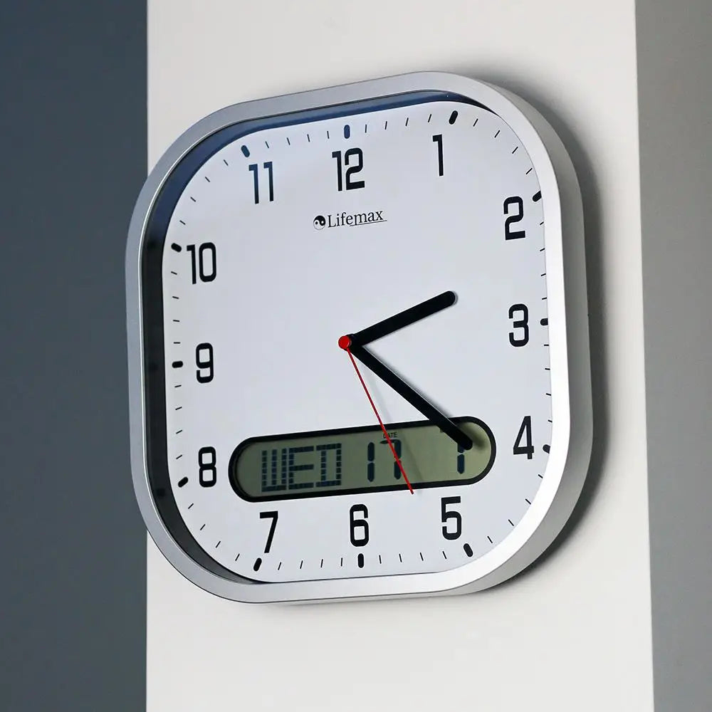 Lifemax clear time day date wall clock