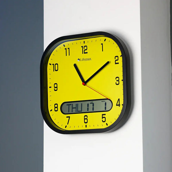 Lifemax clear time day date wall clock (high contrast)