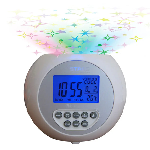 Lifemax star projection sound machine clock - silver