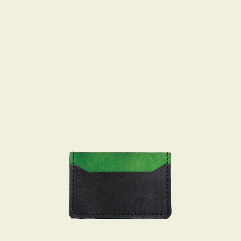 Lime green leather card holder