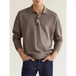 Long sleeve v neck button men's casual top polo shirt Nexellus