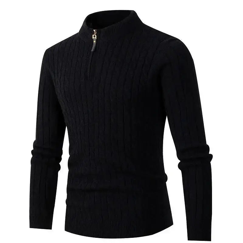 Long-sleeved twisted half-high collar zipper knitted sweater bottoming Nexellus