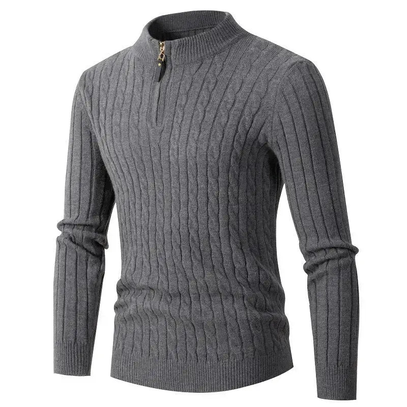 Long-sleeved twisted half-high collar zipper knitted sweater bottoming Nexellus