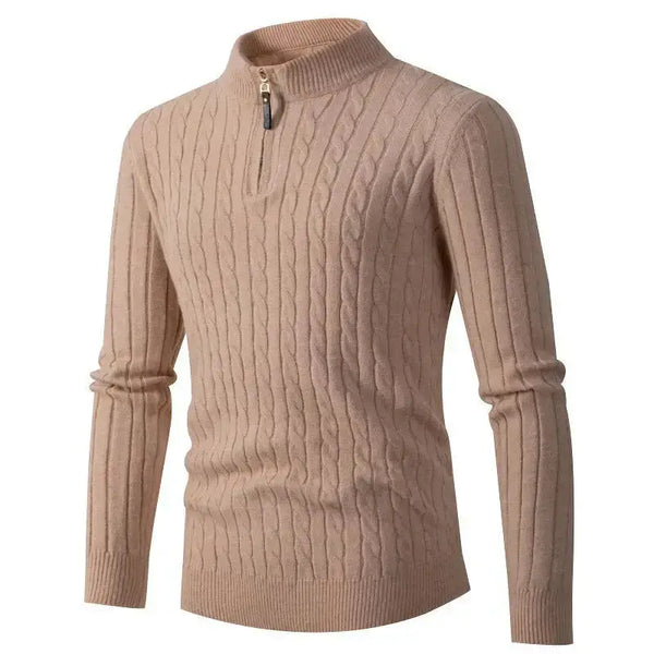 Long-sleeved twisted half-high collar zipper knitted sweater bottoming Nexellus