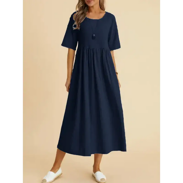 Loose round neck half sleeve midi dress Nexellus