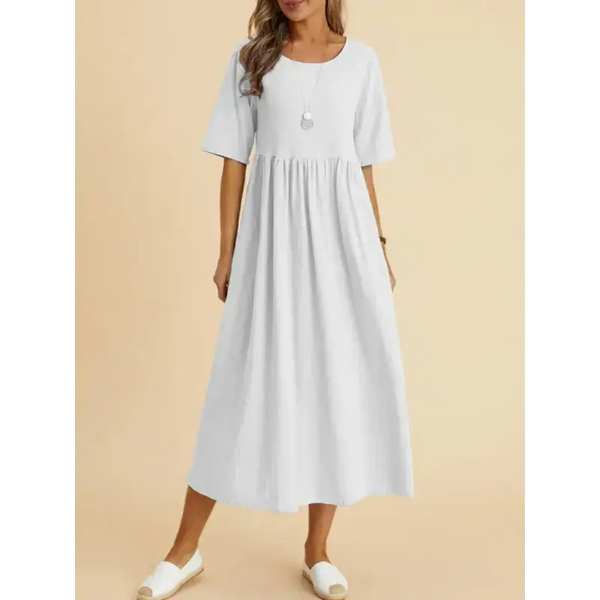 Loose round neck half sleeve midi dress Nexellus