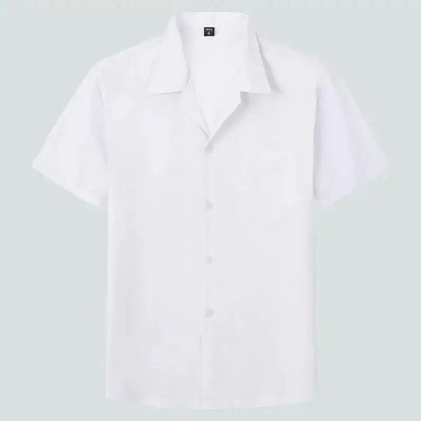 Loose solid colour casual lapel ordinary short sleeve shirt men Nexellus