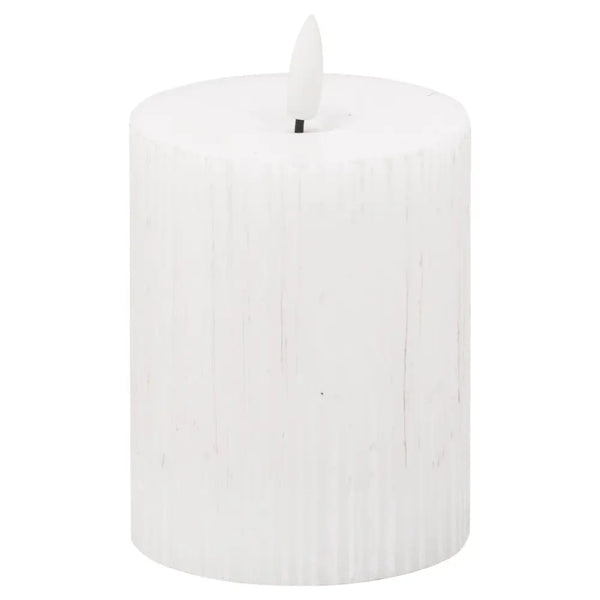 Luxe collection natural glow 3x4 textured ribbed led candle