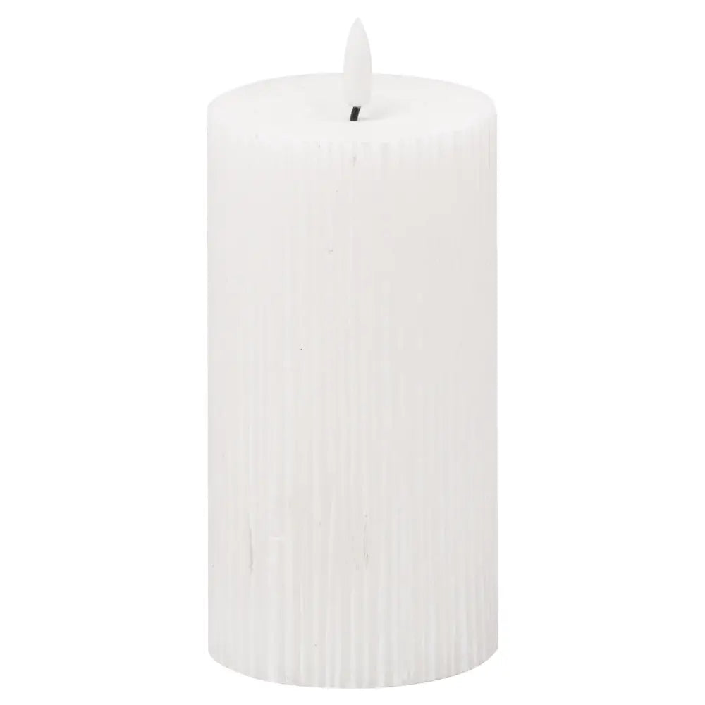 Luxe collection natural glow 3x6 textured ribbed led candle