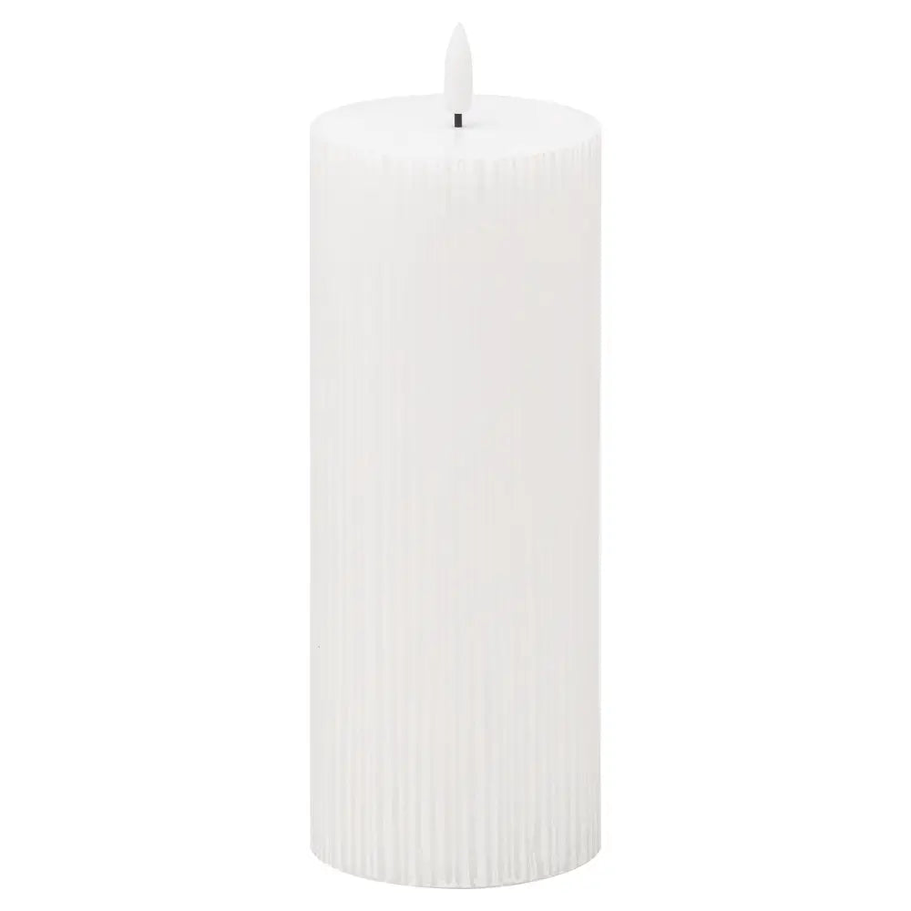 Luxe collection natural glow 3x8 textured ribbed led candle