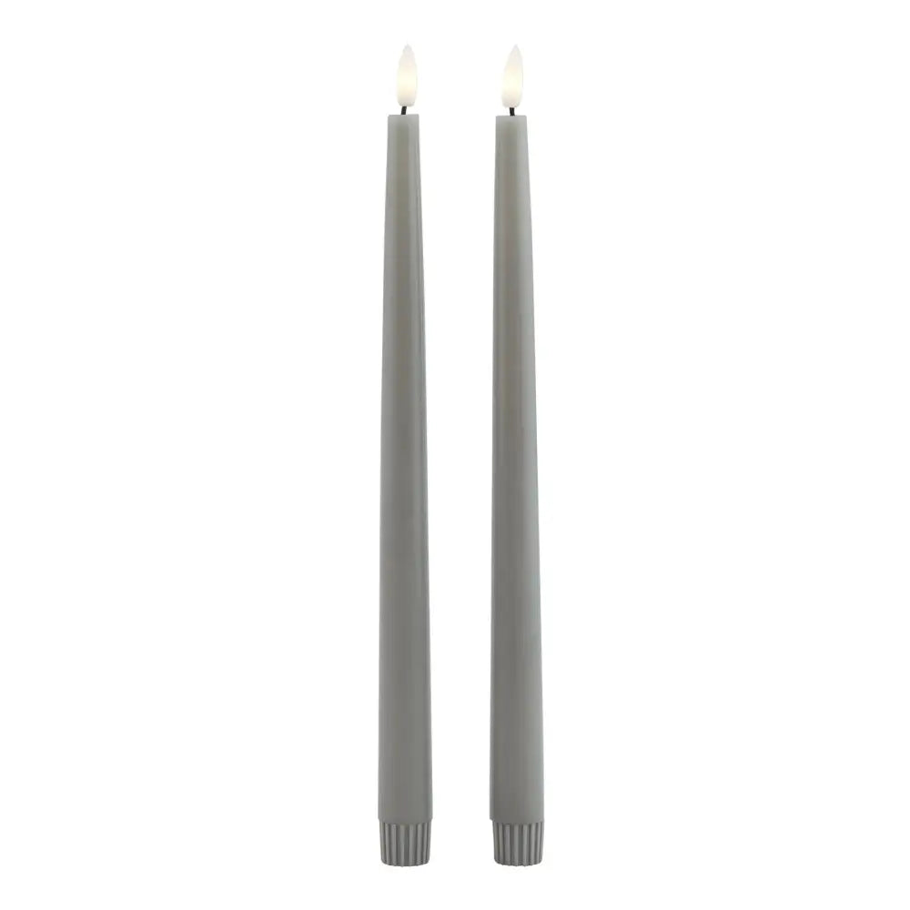 Luxe collection s/2 grey led wax dinner candles - Candles