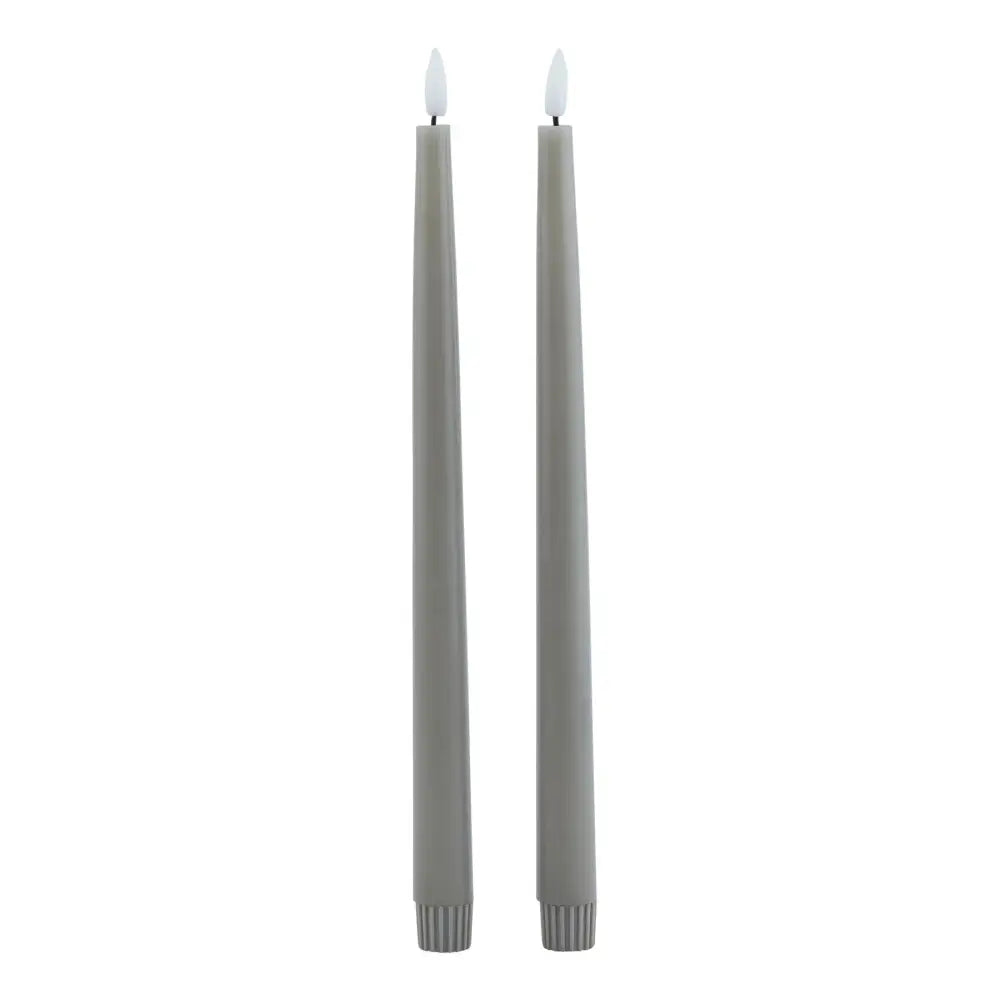 Luxe collection s/2 grey led wax dinner candles - Candles