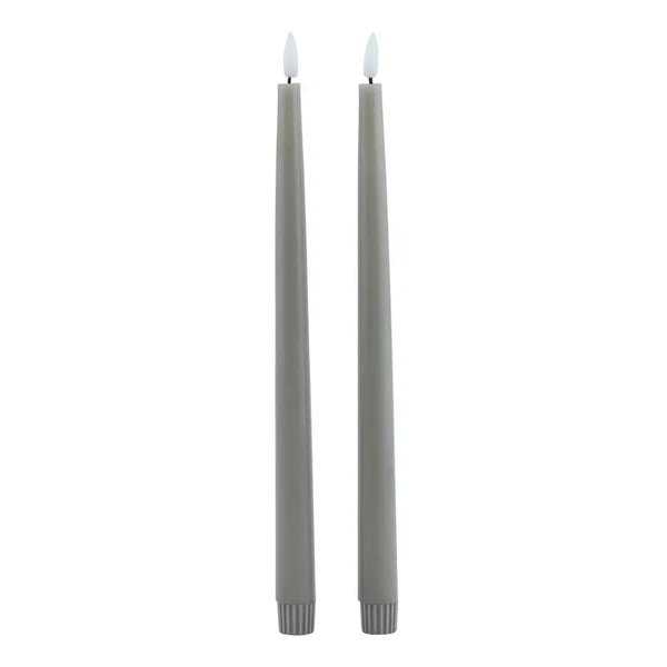 Luxe collection s/2 grey led wax dinner candles - Candles