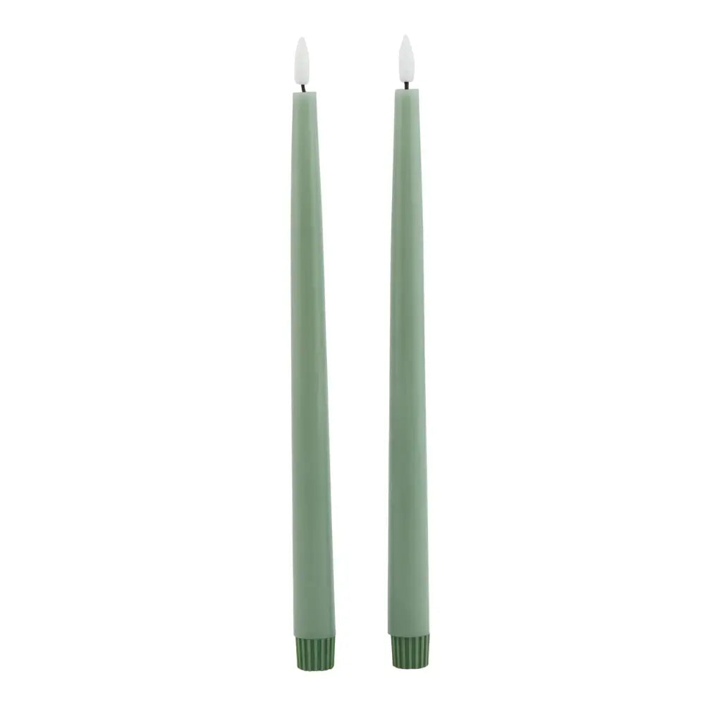 Luxe collection s/2 sage led wax dinner candles - Candles