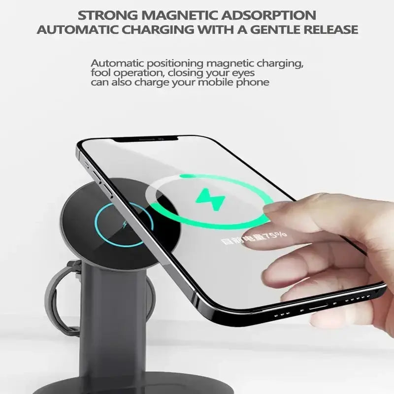 Magsafe magnetic 3 in 1 wireless charger stand 15w fast charge mobile Nexellus