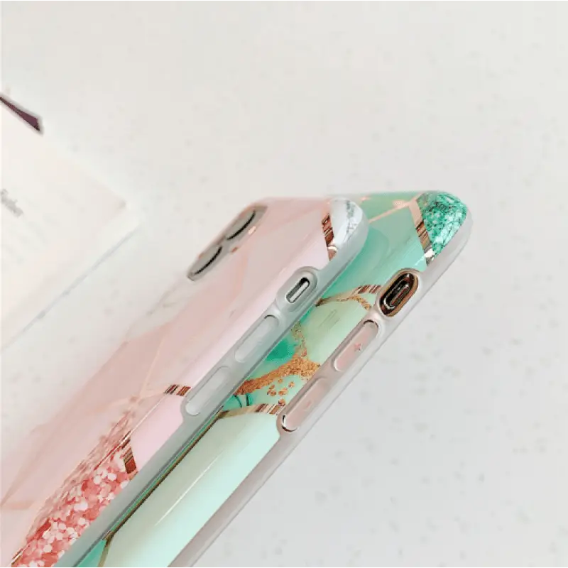 Marble effect soft tpu coral case - for iphone 12 pro max