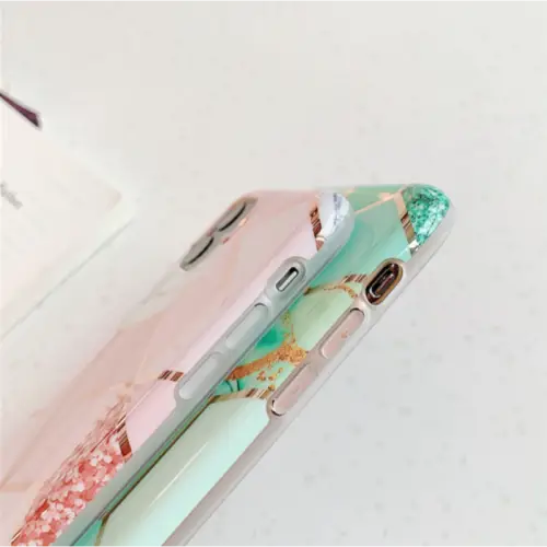 Marble effect soft tpu pink case - for iphone 11 pro