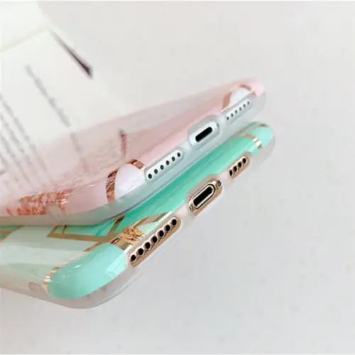 Marble effect soft tpu pink case - for iphone 12 mini