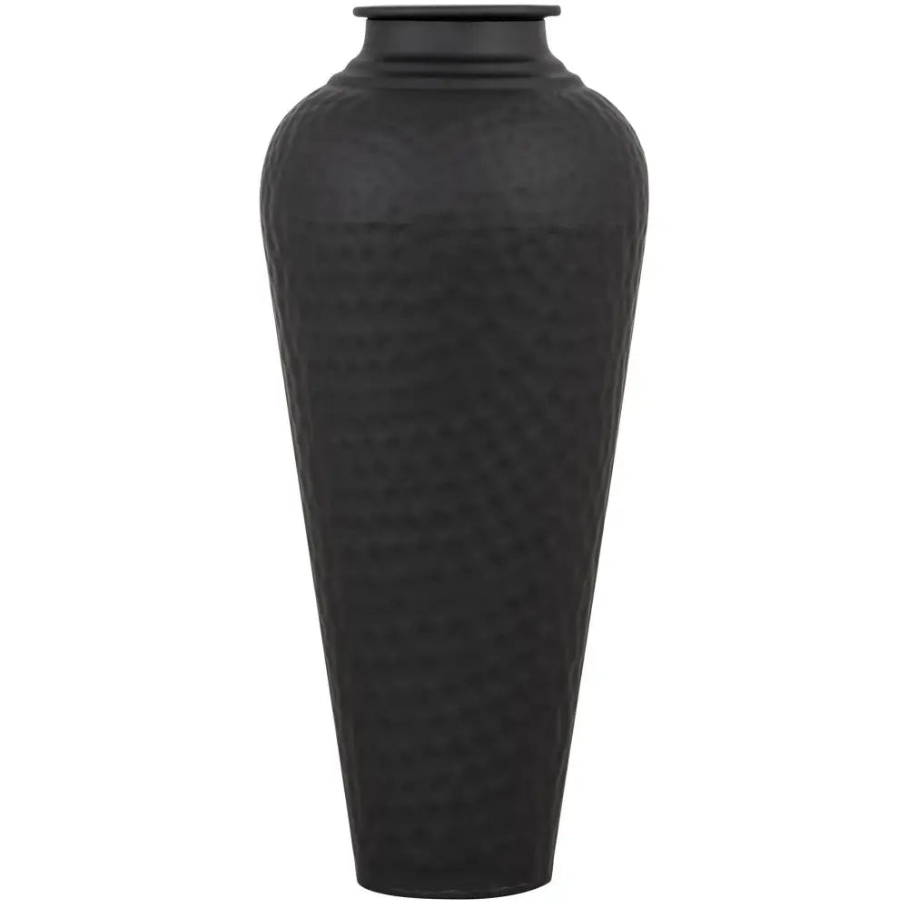 Matt black hammered vase with lid - Vases