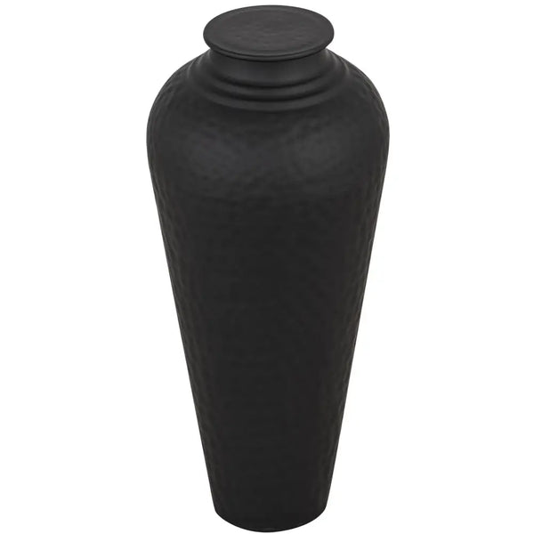 Matt black hammered vase with lid - Vases