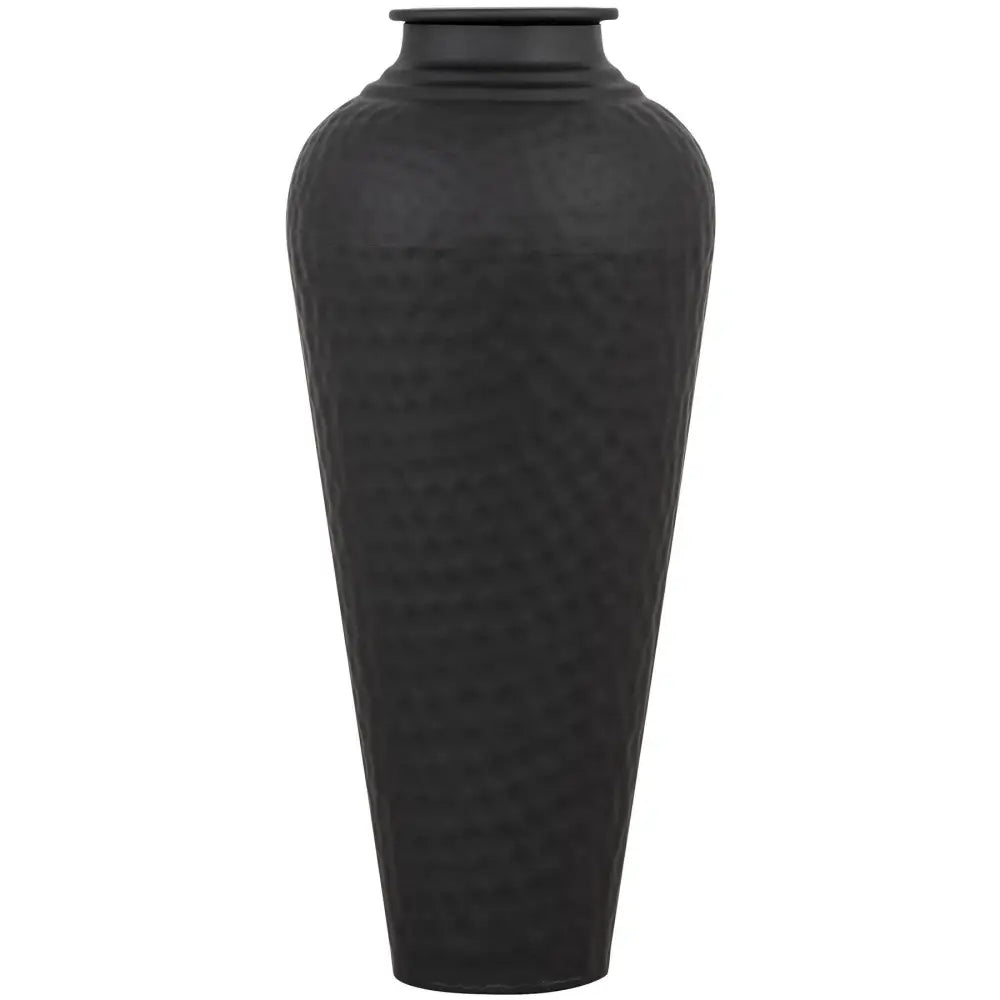 Matt black hammered vase with lid - Vases