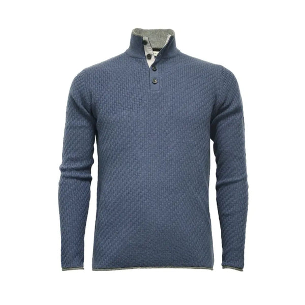 Camel Cashmere Sweater Button Neck Andromeda in Carbon Stitch - Nexellus