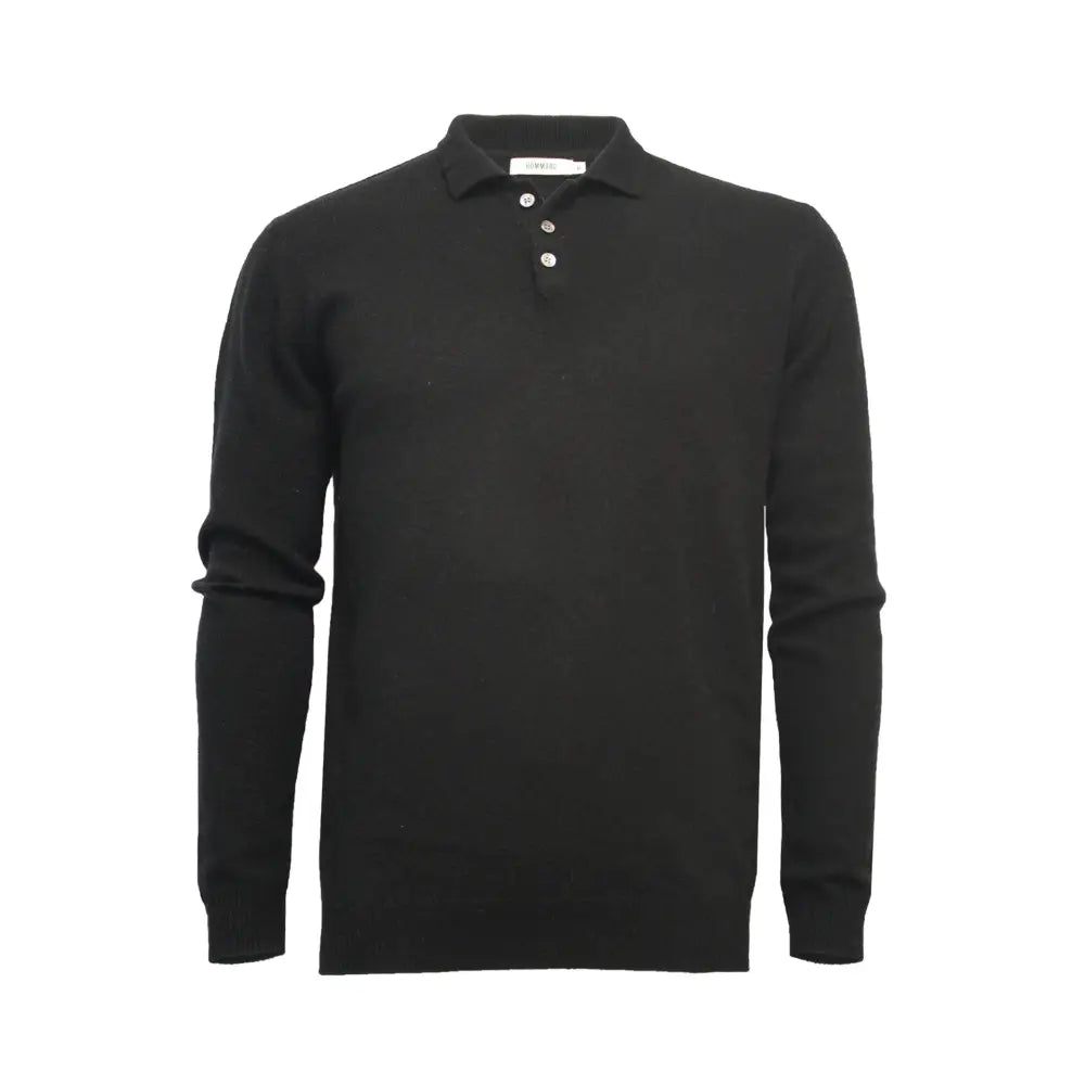 Cashmere Pique Stitch black Knitted Polo Sweater - Nexellus