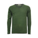 Cedak Green Cashmere V Neck Sweater with contrast - Nexellus