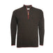 Donegal Black Red Cashmere Zip Neck Sweater Cabris in Carbon stitch - Nexellus