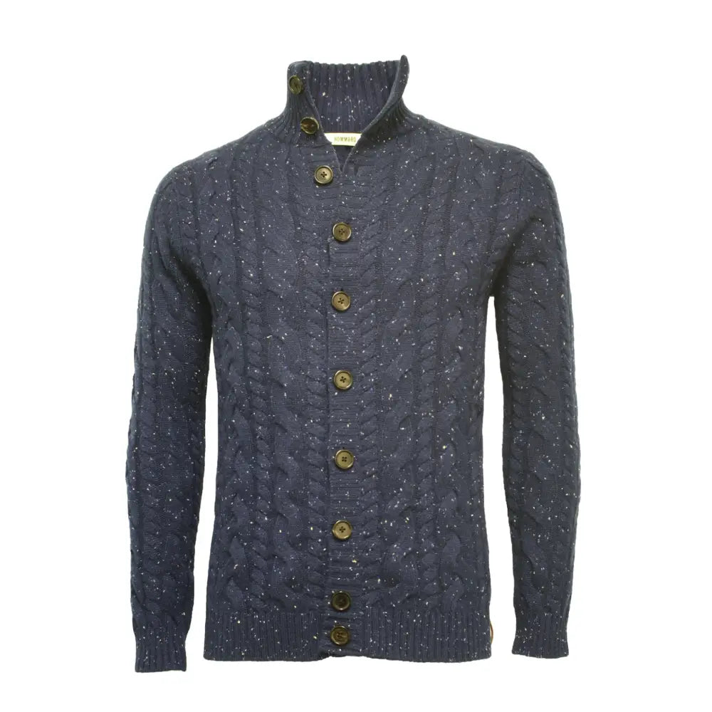 Donegal Blue Cashmere Cable Cardigan - Nexellus