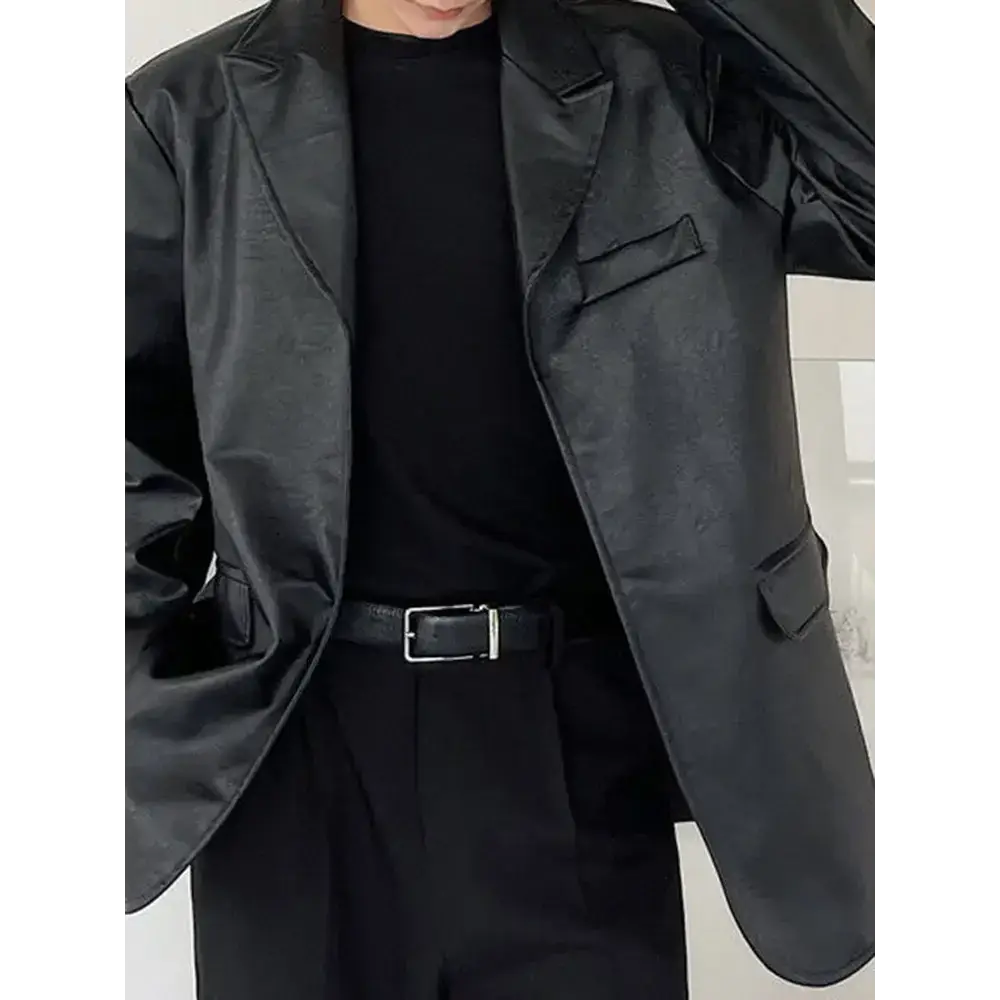 Men double layer lapel colorful suit leather jacket Nexellus