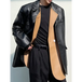 Men double layer lapel colorful suit leather jacket Nexellus