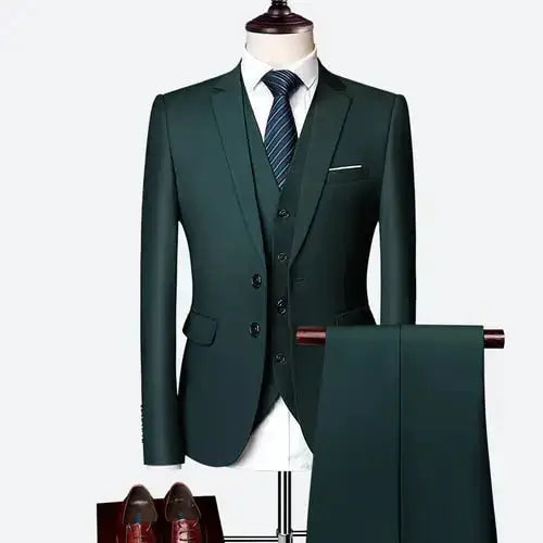 Men wedding prom suit green slim fit tuxedo 3pcs set Nexellus