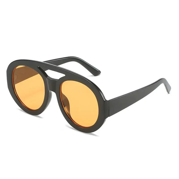 Men & Women Double Bridges Round Sunglasses Nexellus